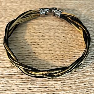 ALOR AUTHENTIC CABLE BLACK & GOLD STAINLESS STEEL BRAIDED BRACELET